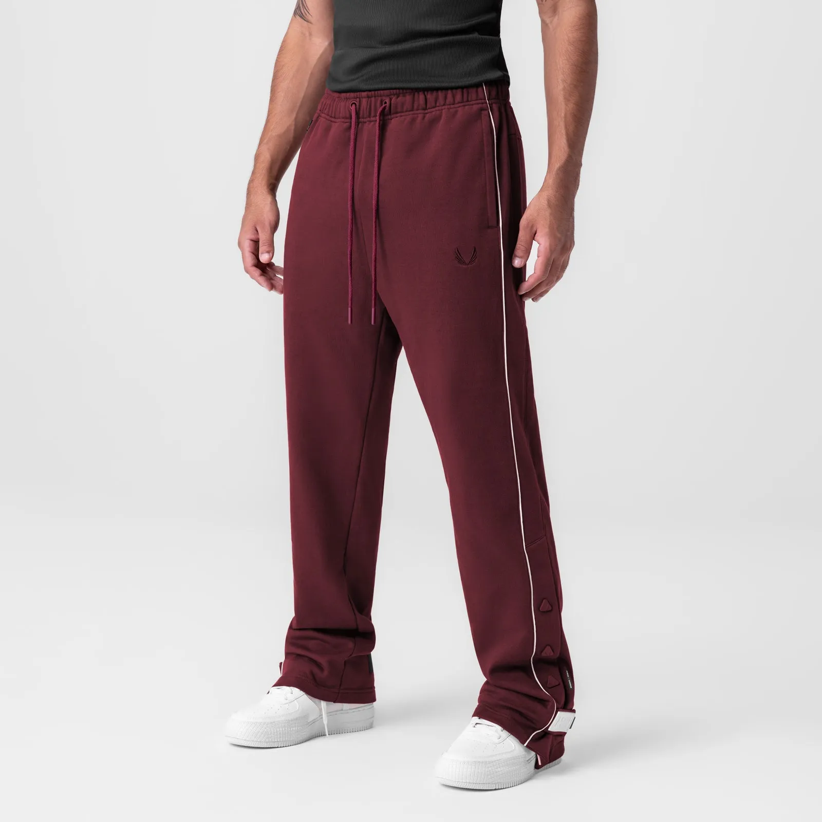 0998. Herringbone Terry Snap Button Sweats - Crimson