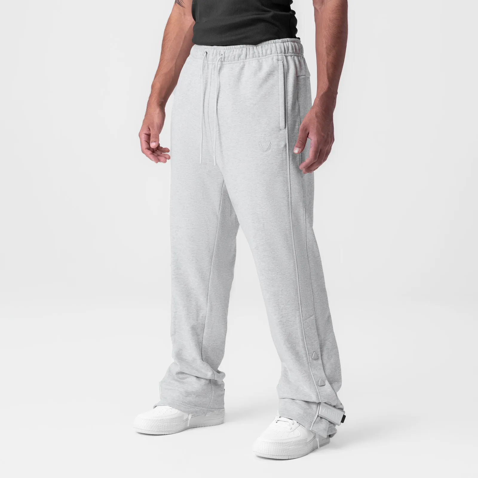 0998. Herringbone Terry Snap Button Sweats - Heather Grey