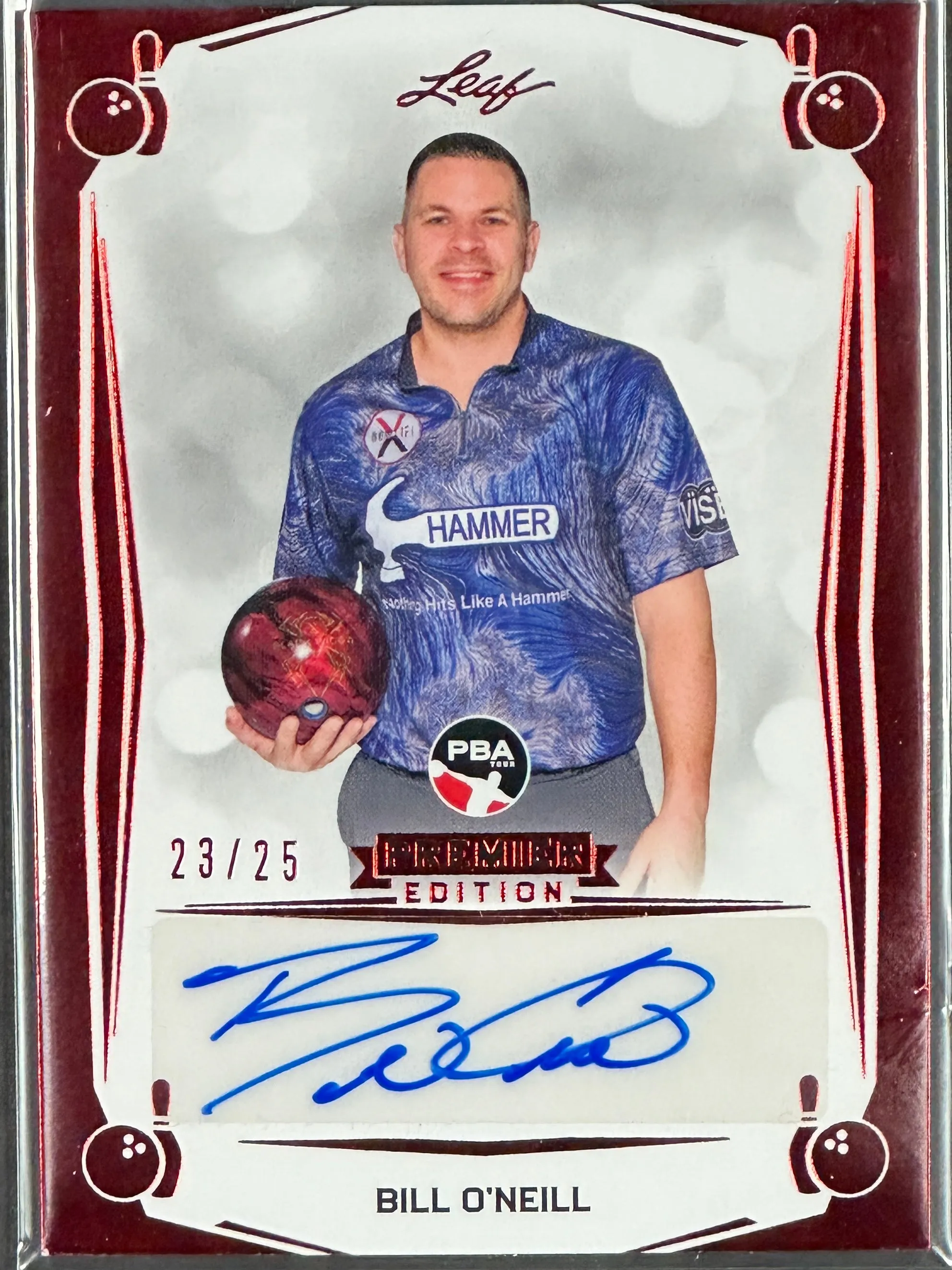 2023 Leaf PBA Trading Card Bill O'Neill Red Auto /25 SP