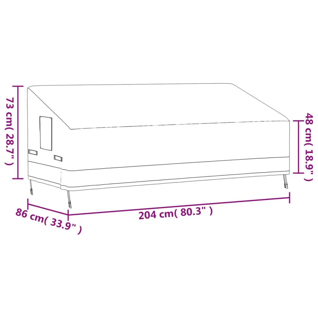 3-Seater Bench Cover Beige 204x86x48/73 cm 600D Oxford