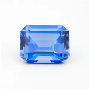 4.25ct 10x8mm Emerald Cut Lab Grown Light Purple Blue Sapphire