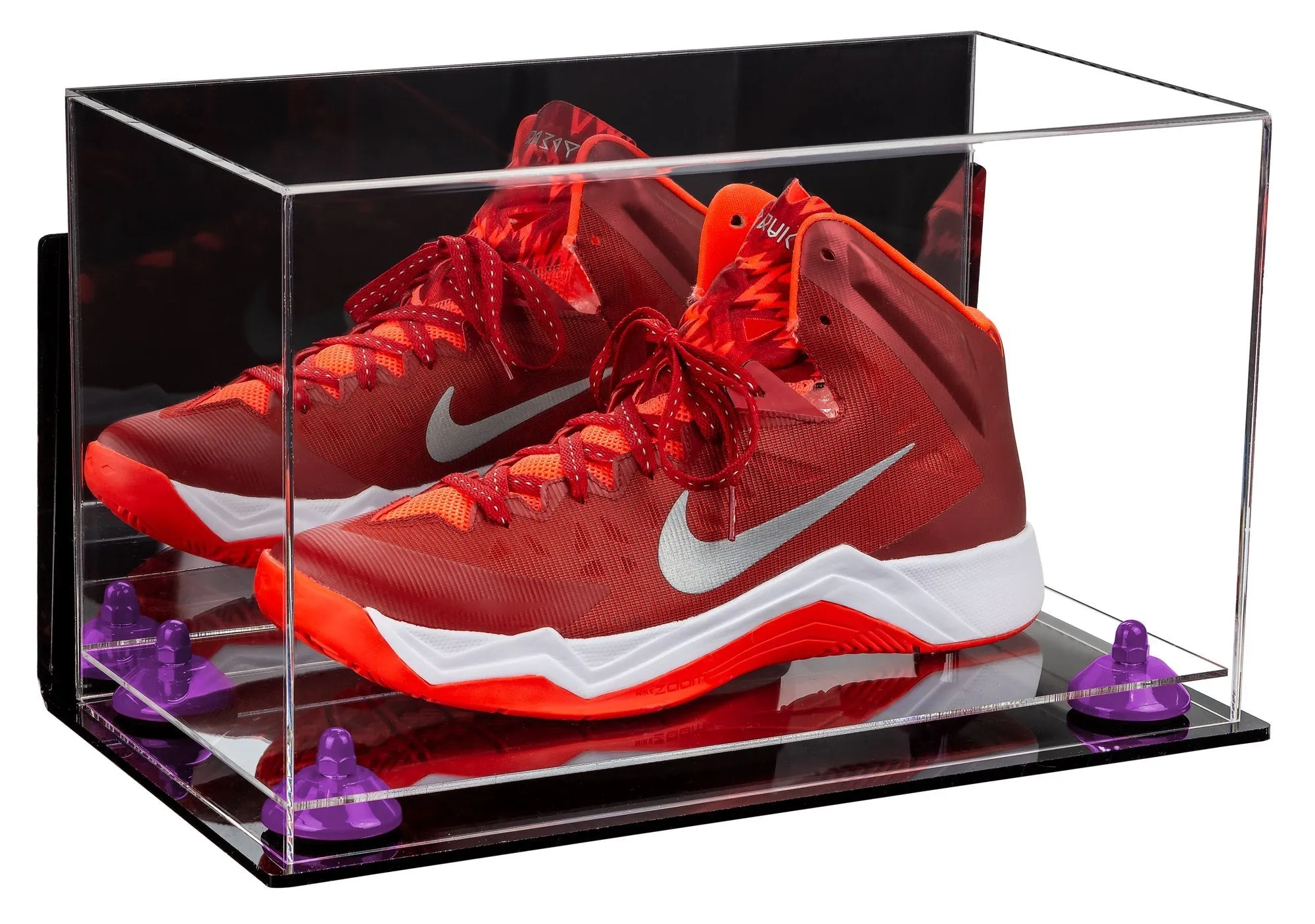 Acrylic Large Single Shoe Display Case for Basketball Shoe, Soccer, Football Cleat - 15x8x9 Mirror Wall Mounts (V11/A013)