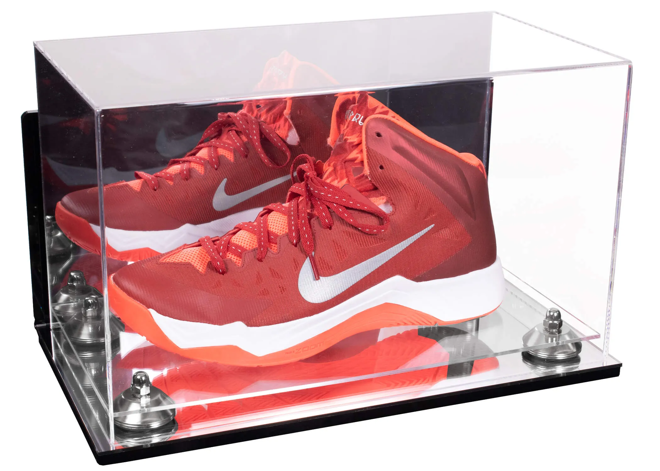 Acrylic Large Single Shoe Display Case for Basketball Shoe, Soccer, Football Cleat - 15x8x9 Mirror Wall Mounts (V11/A013)