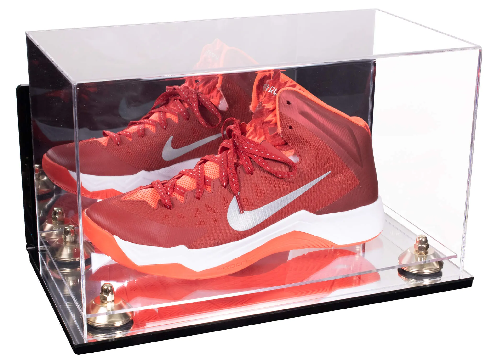 Acrylic Large Single Shoe Display Case for Basketball Shoe, Soccer, Football Cleat - 15x8x9 Mirror Wall Mounts (V11/A013)