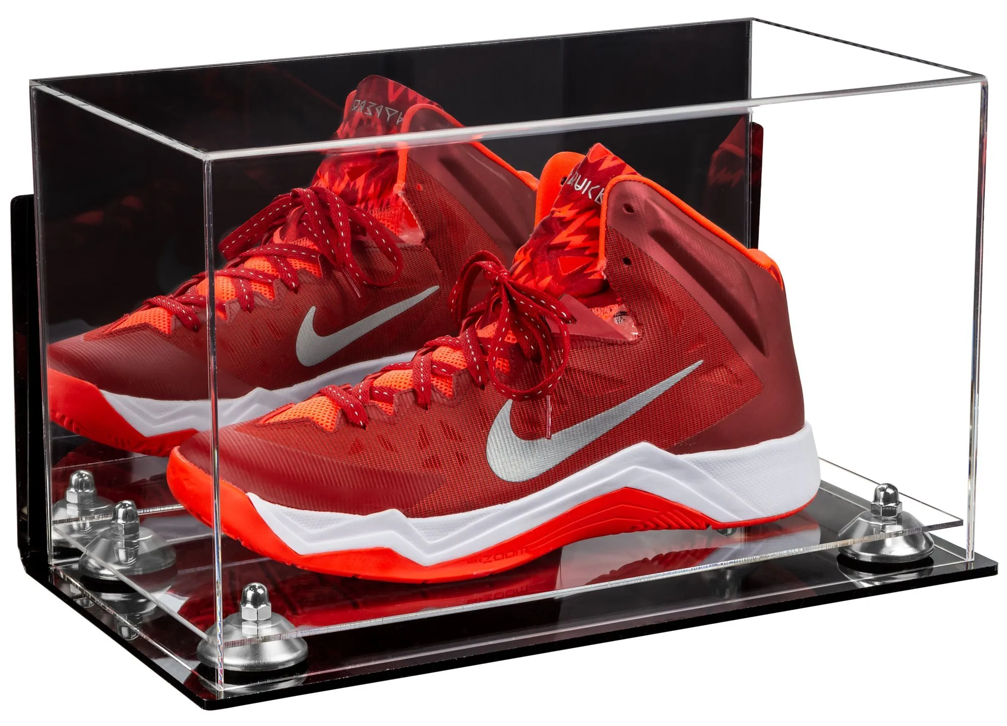 Acrylic Large Single Shoe Display Case for Basketball Shoe, Soccer, Football Cleat - 15x8x9 Mirror Wall Mounts (V11/A013)