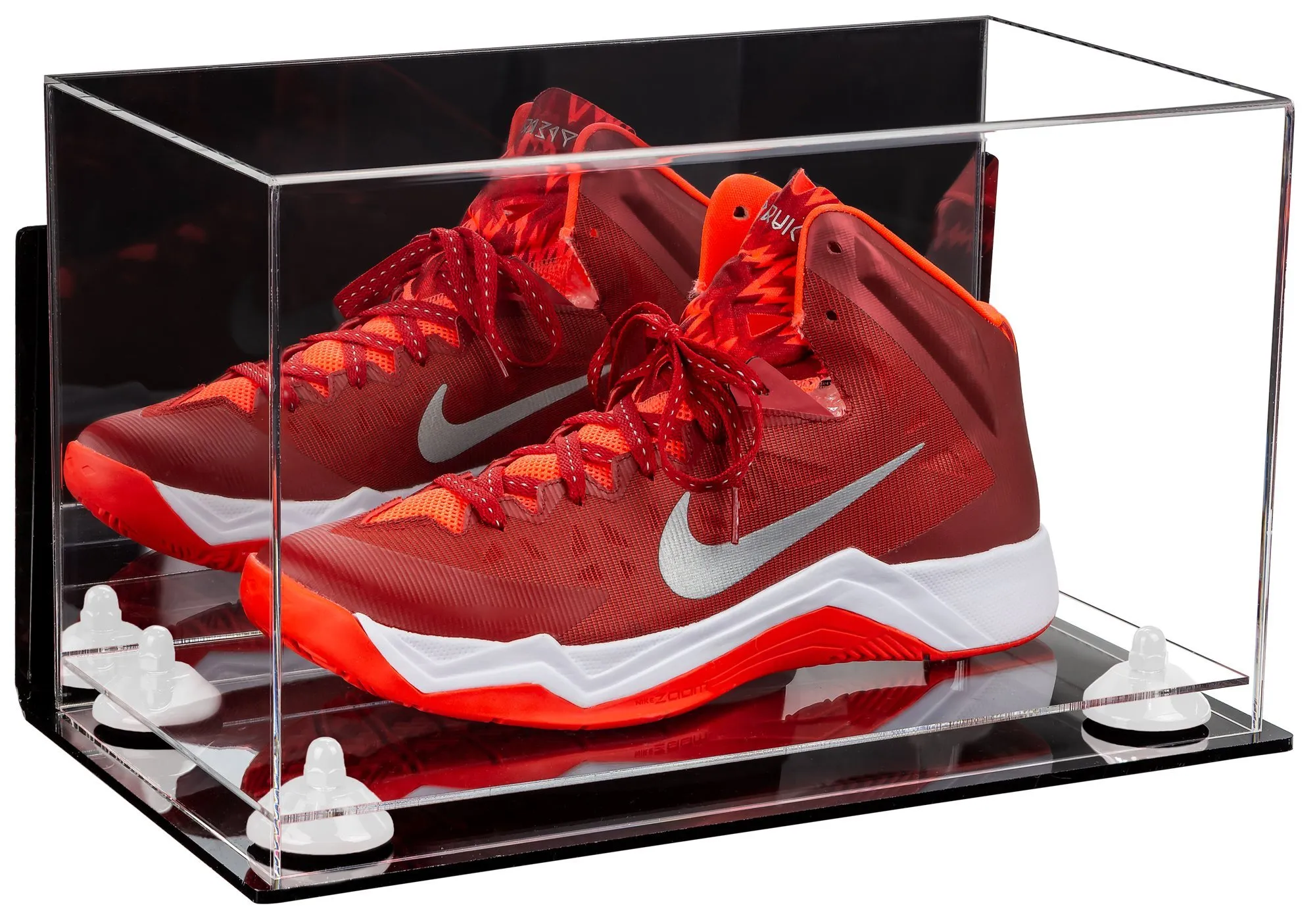 Acrylic Large Single Shoe Display Case for Basketball Shoe, Soccer, Football Cleat - 15x8x9 Mirror Wall Mounts (V11/A013)