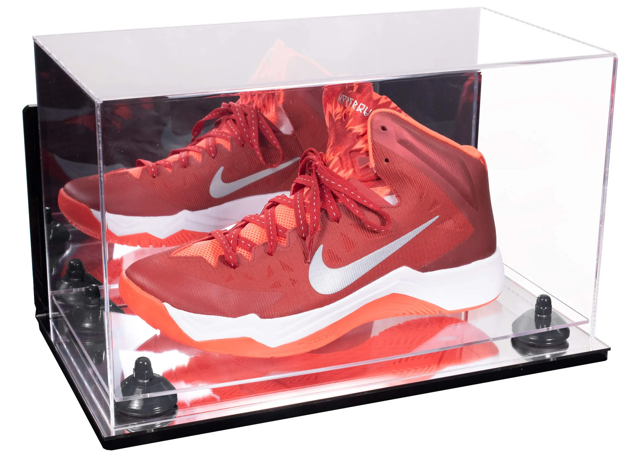 Acrylic Large Single Shoe Display Case for Basketball Shoe, Soccer, Football Cleat - 15x8x9 Mirror Wall Mounts (V11/A013)