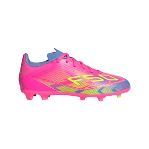 adidas F50 League Junior FG Firm Ground Soccer Cleats -  Lucid Pink/Lucid Lemon/Blue Fusion