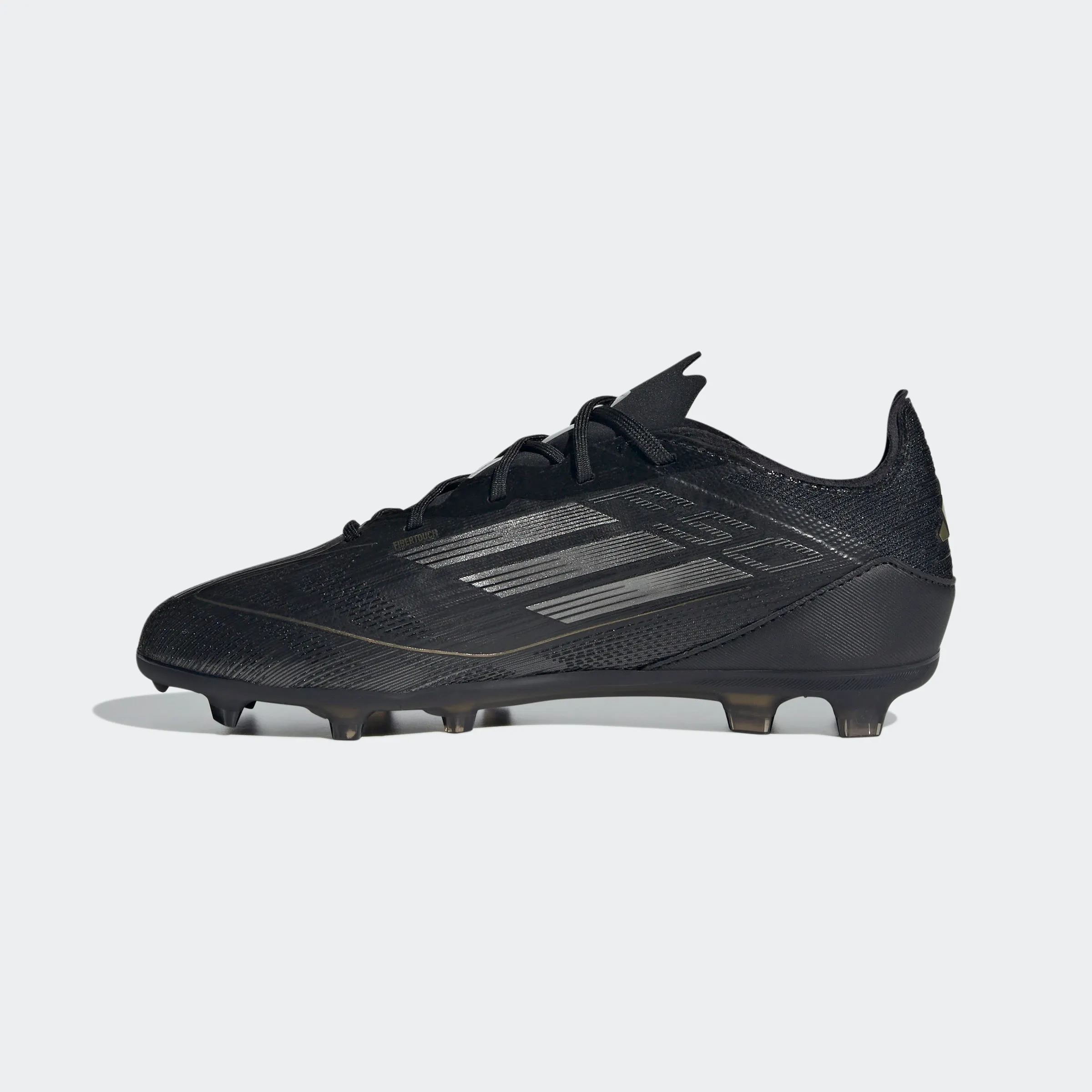 adidas F50 PRO Firm Ground Soccer Cleats | Core Black-Iron Metallic-Gold Metallic | Kid's Unisex