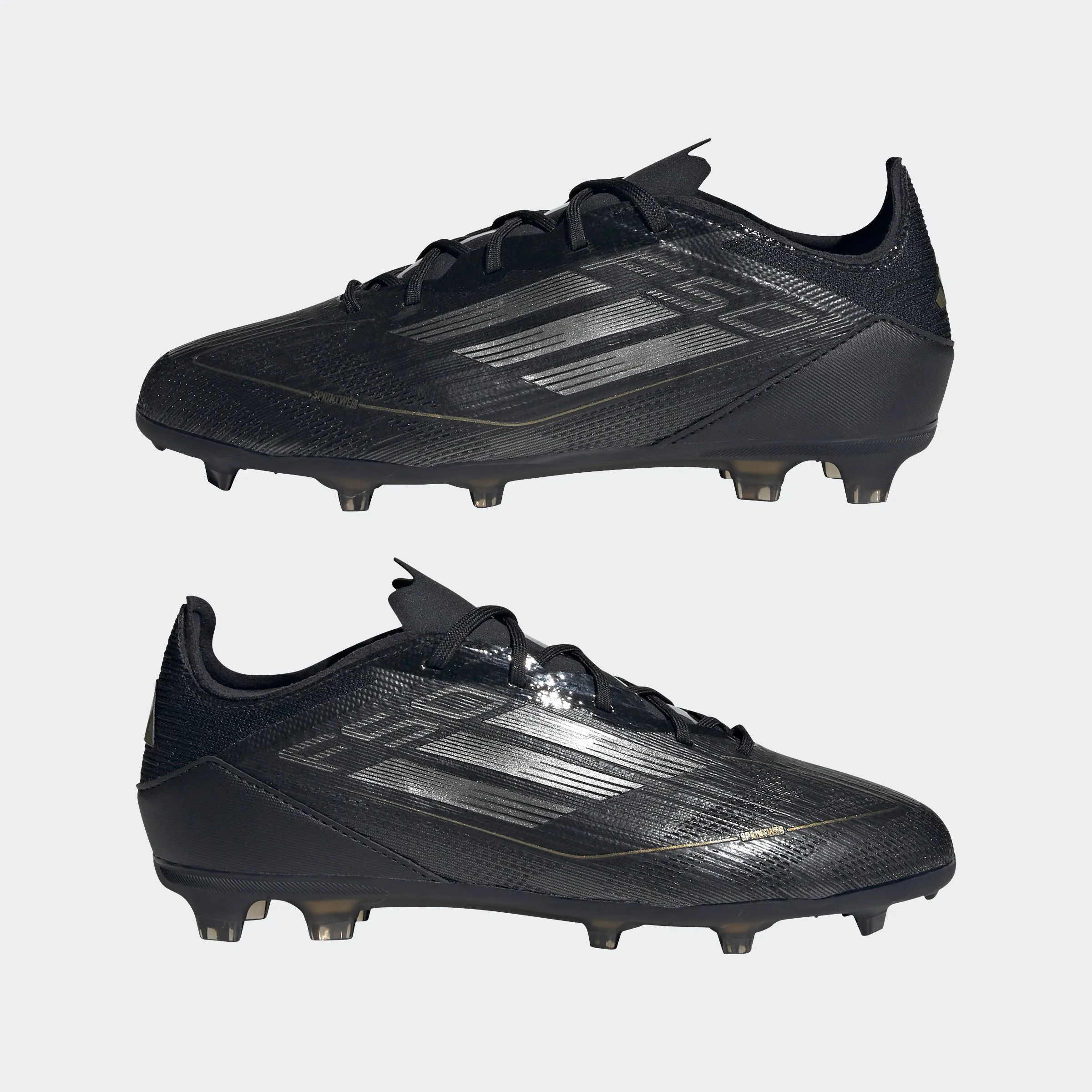 adidas F50 PRO Firm Ground Soccer Cleats | Core Black-Iron Metallic-Gold Metallic | Kid's Unisex