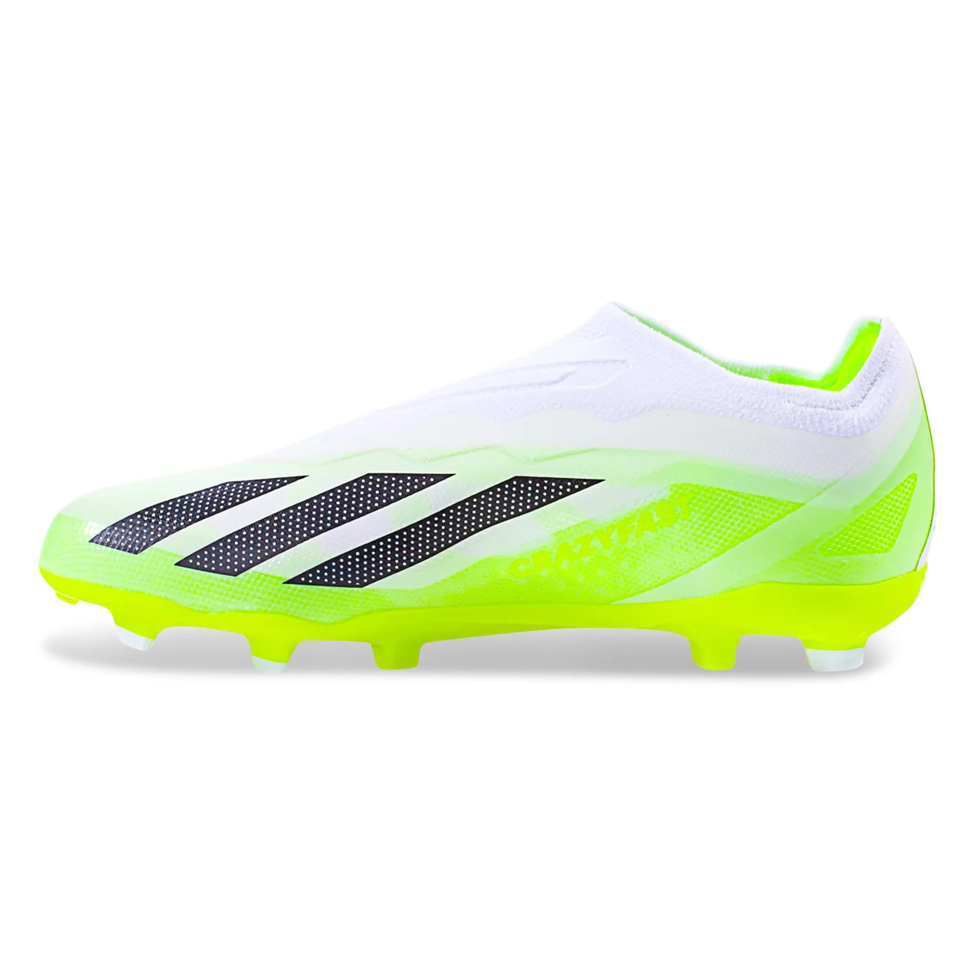 adidas Jr. X Crazyfast.1 LL Firm Ground Soccer Cleats (White/Core Black/Lucid Lemon)