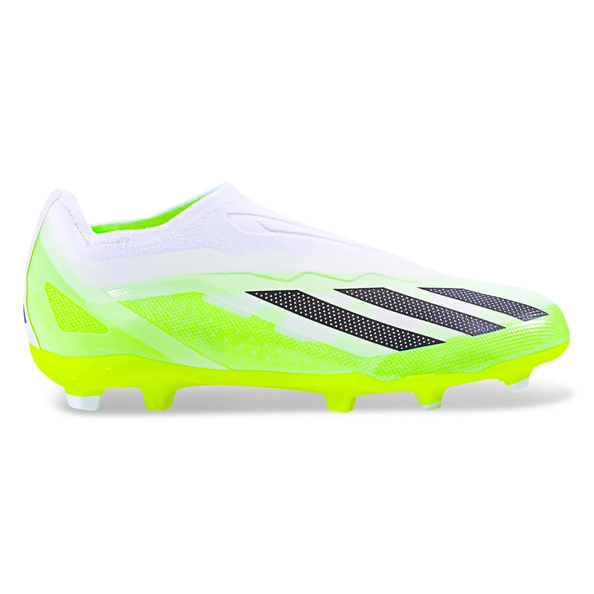 adidas Jr. X Crazyfast.1 LL Firm Ground Soccer Cleats (White/Core Black/Lucid Lemon)