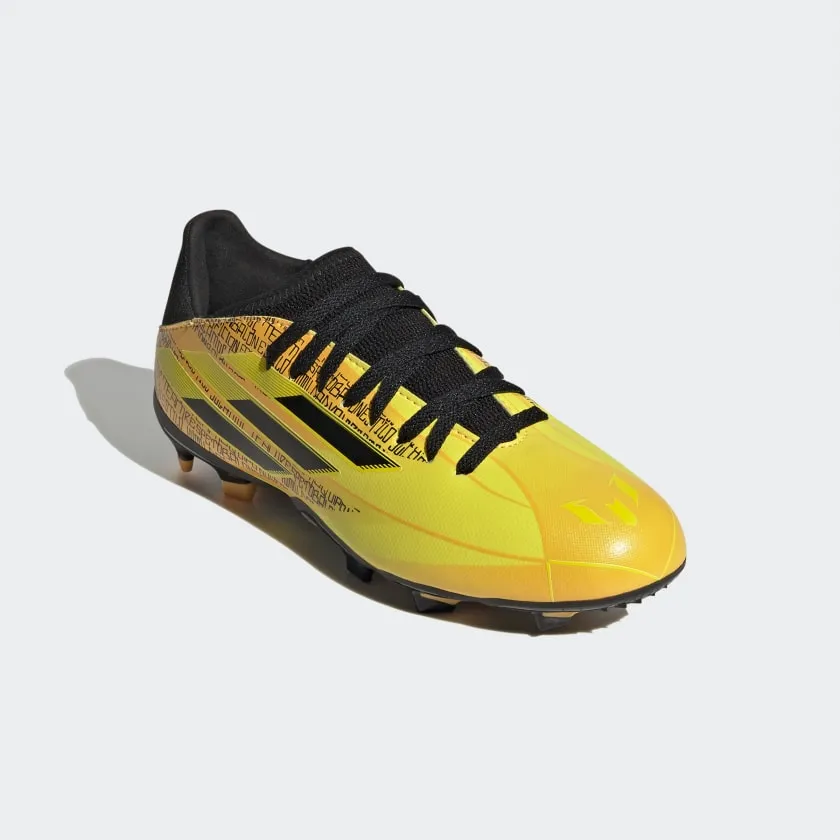 adidas X Speedflow Messi.3 FG Junior Cleats GW7420 SOLAR GOLD/CORE BLACK/BRIGHT YELLOW