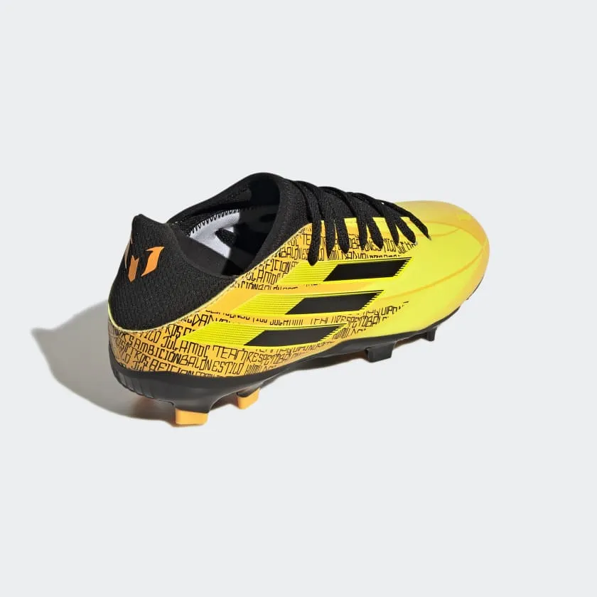 adidas X Speedflow Messi.3 FG Junior Cleats GW7420 SOLAR GOLD/CORE BLACK/BRIGHT YELLOW