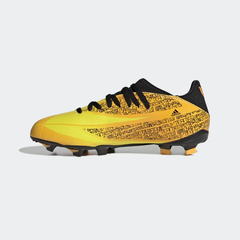 adidas X Speedflow Messi.3 FG Junior Cleats GW7420 SOLAR GOLD/CORE BLACK/BRIGHT YELLOW