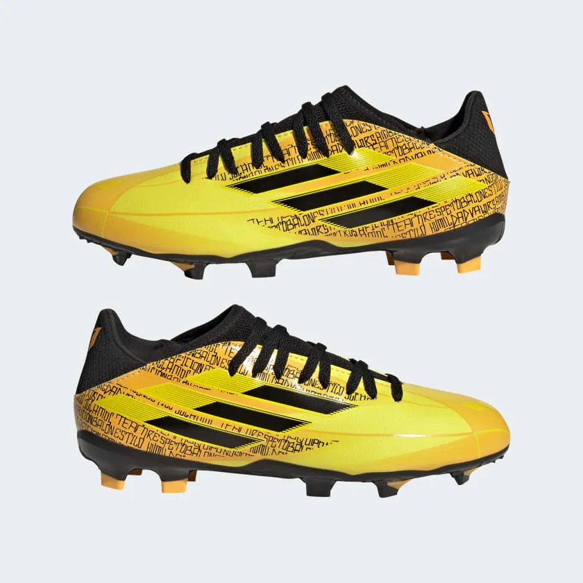 adidas X Speedflow Messi.3 FG Junior Cleats GW7420 SOLAR GOLD/CORE BLACK/BRIGHT YELLOW