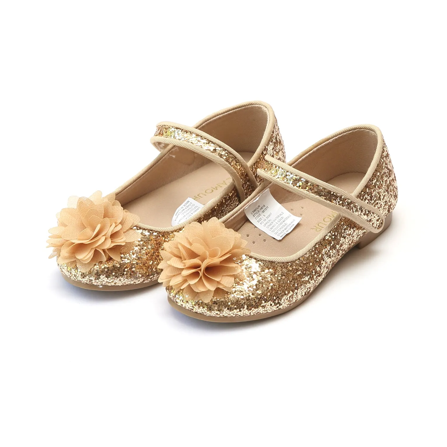 Alice Glitter Flower Flat