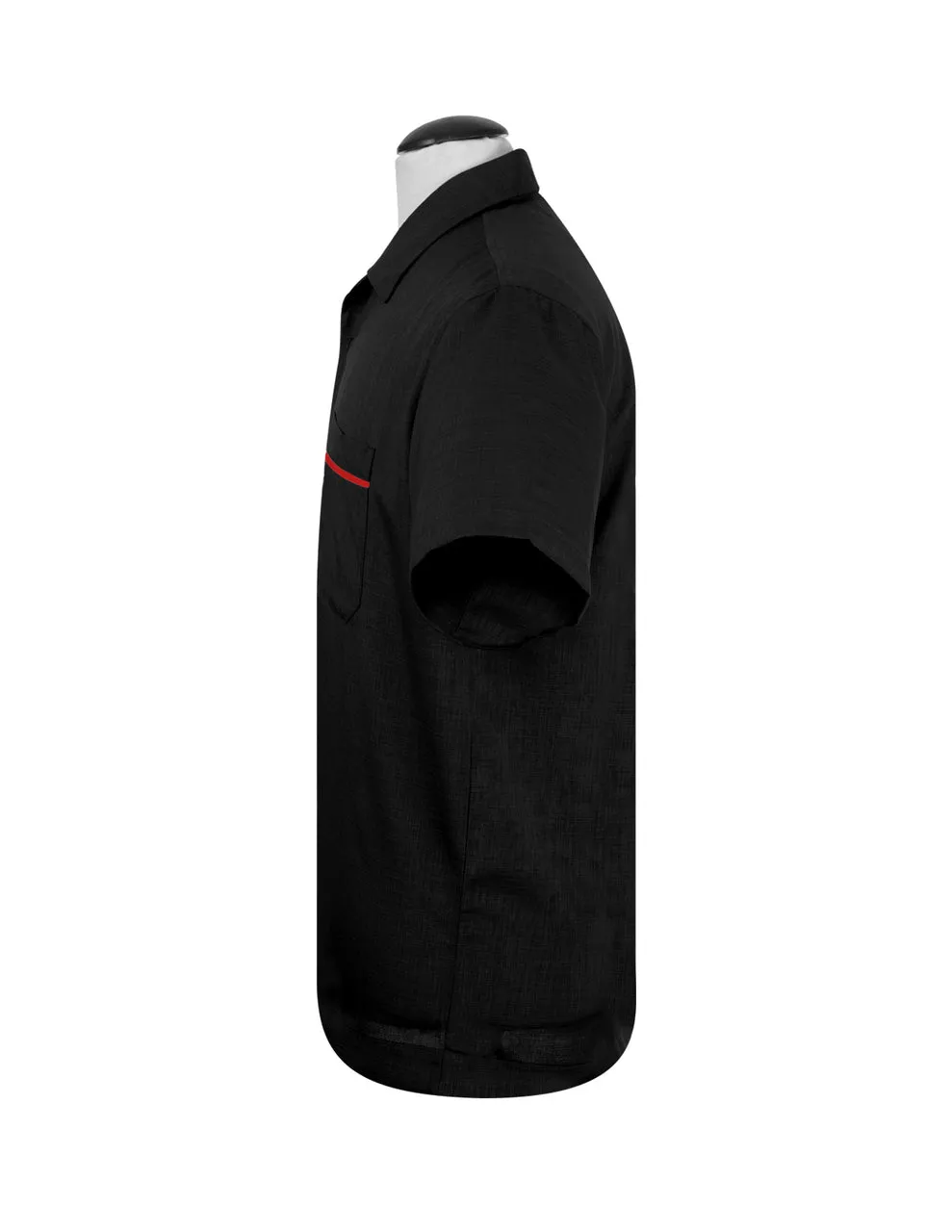 Black & Red Poplin Single Panel Bowling Shirt