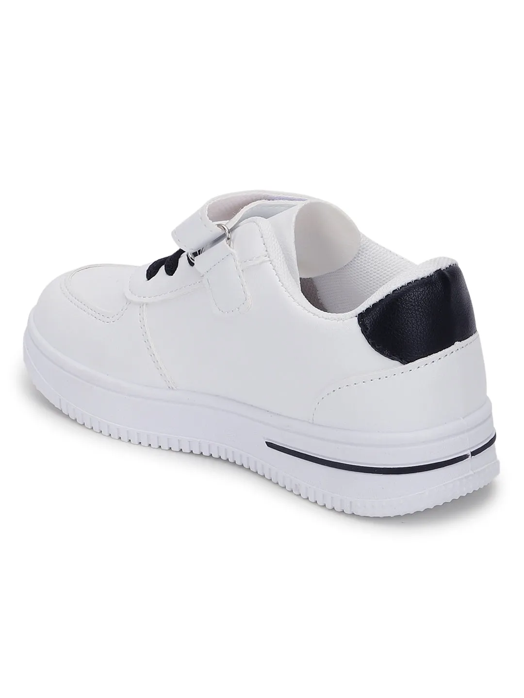 Black PU Stylish Velcro Sneakers For Kids-Unisex (TC-RS3619-BLK)