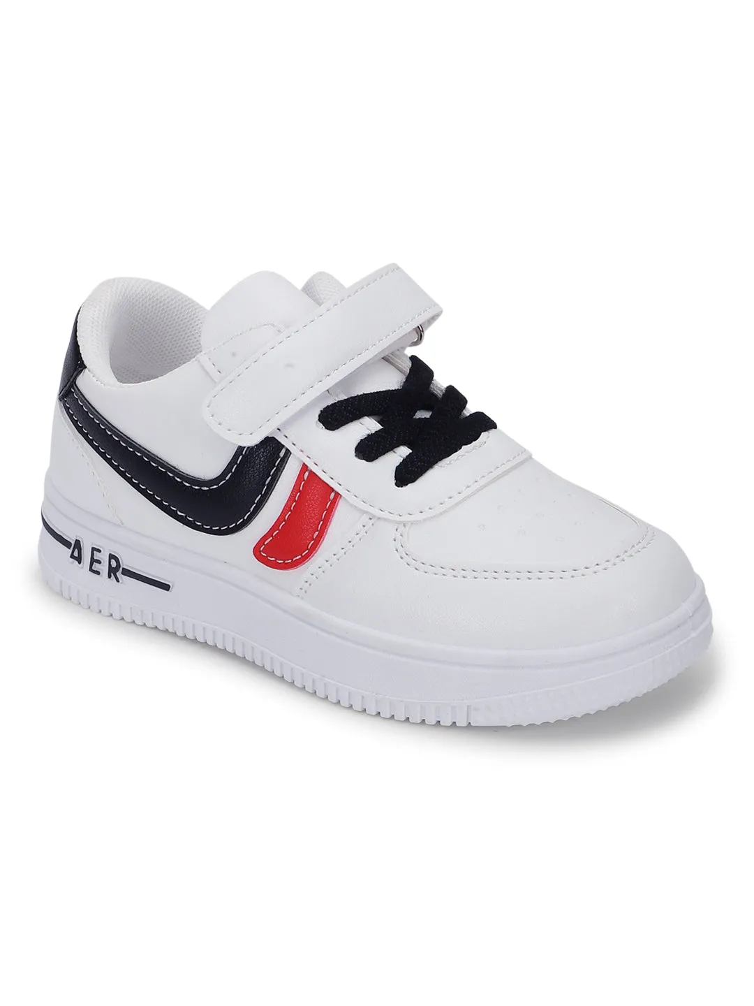 Black PU Stylish Velcro Sneakers For Kids-Unisex (TC-RS3619-BLK)