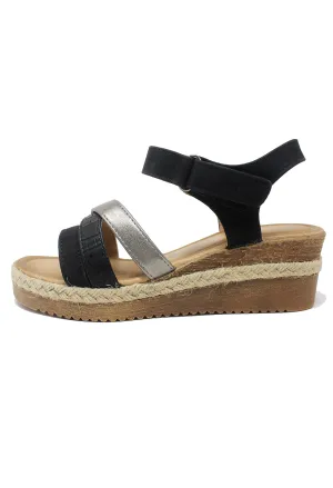 Black Velcro Fastened Sandal