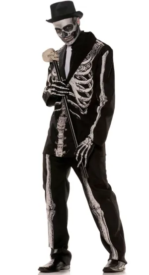 Bone Daddy Mens Plus Size Skeleton Suit Halloween Costume