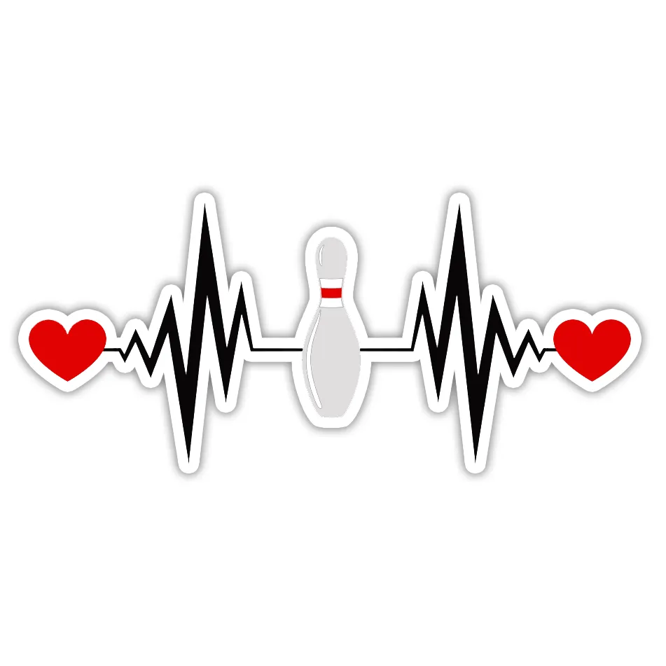 Bowling Heartbeat Die Cut Sticker (2742)