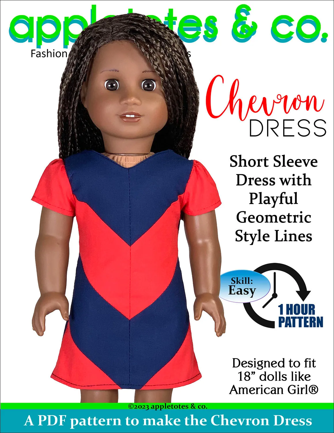 Chevron Dress 18 Inch Doll Sewing Pattern