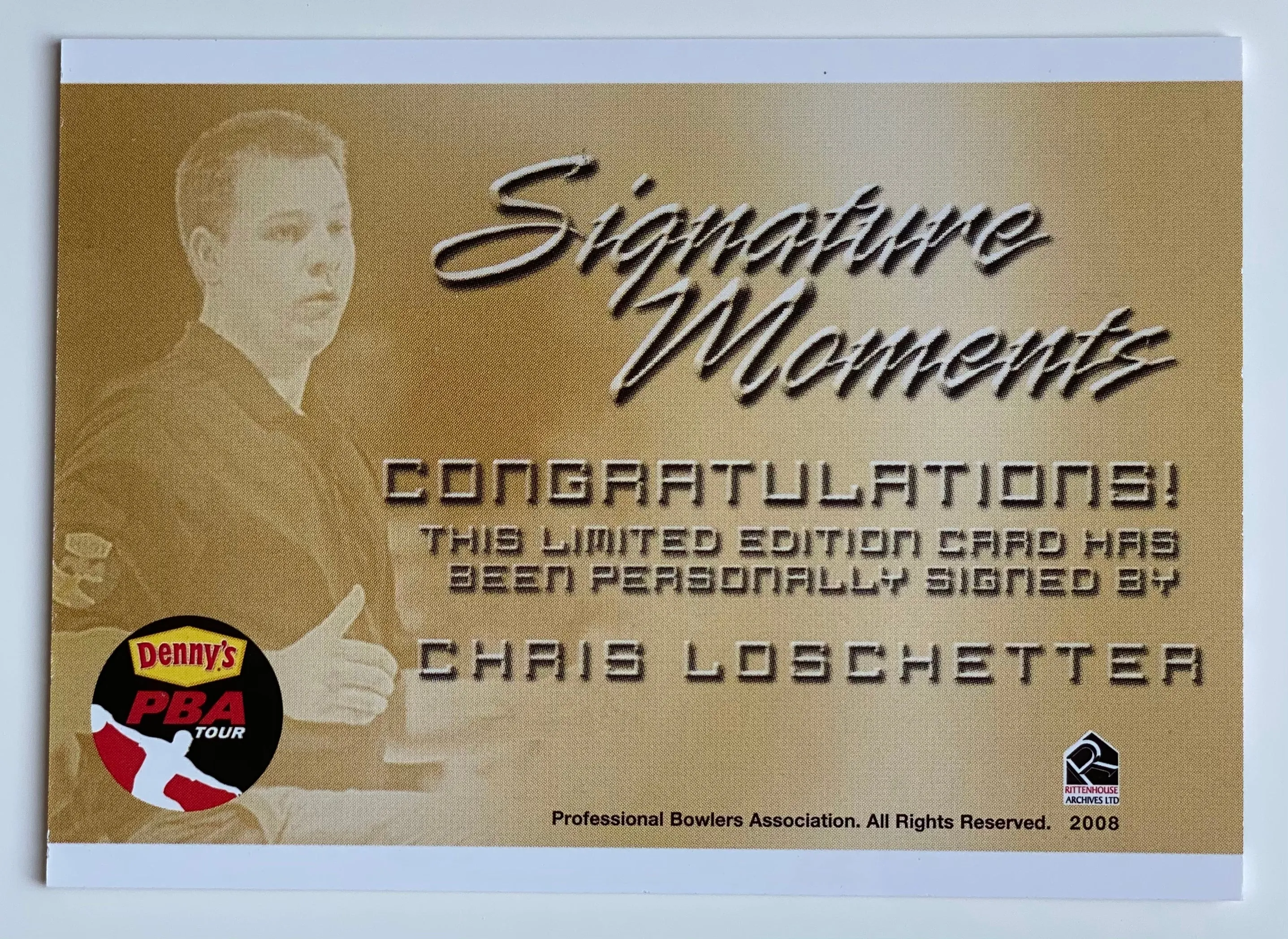 Chris Loschetter 2008 Rittenhouse Signature Moments PBA Autograph Bowling Card