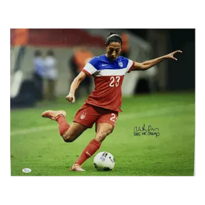 Christen Press Autographed 16 x 20 Kicking (JSA) Soccer