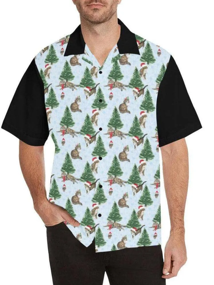 Christmas Cats Retro Bowling Shirt