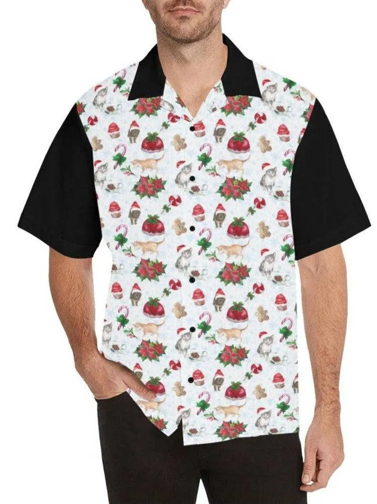 Christmas Cats Retro Bowling Shirt