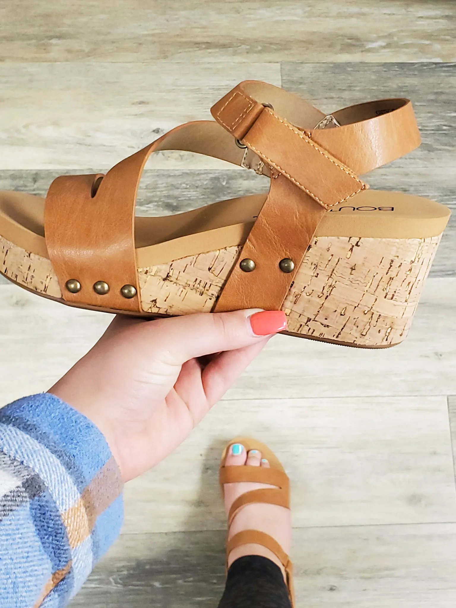 Corky's Spring Fling Wedge - Cognac