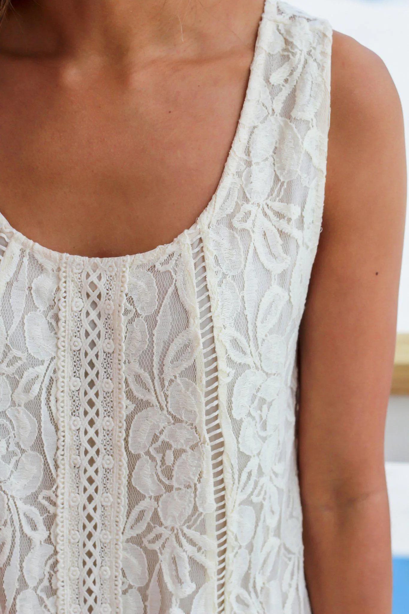 Cream Lace Short Dress