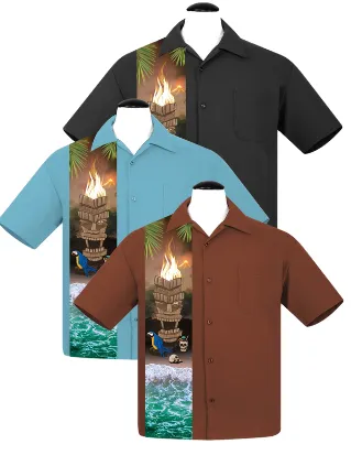 Cursed Island Bowling Shirt in Black