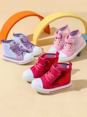 Dazzle On High-Top Sequin Sneakers By Liv and Mia