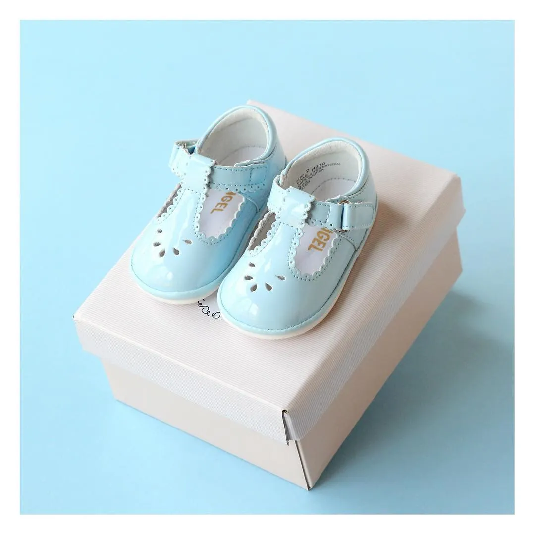 Dottie Patent Sky Blue Scalloped T-Strap Mary Jane (Baby)