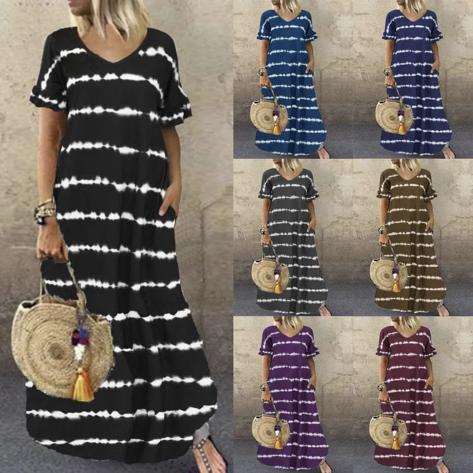 Ellia Tie-Dye Stripes Dress