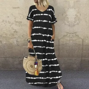 Ellia Tie-Dye Stripes Dress