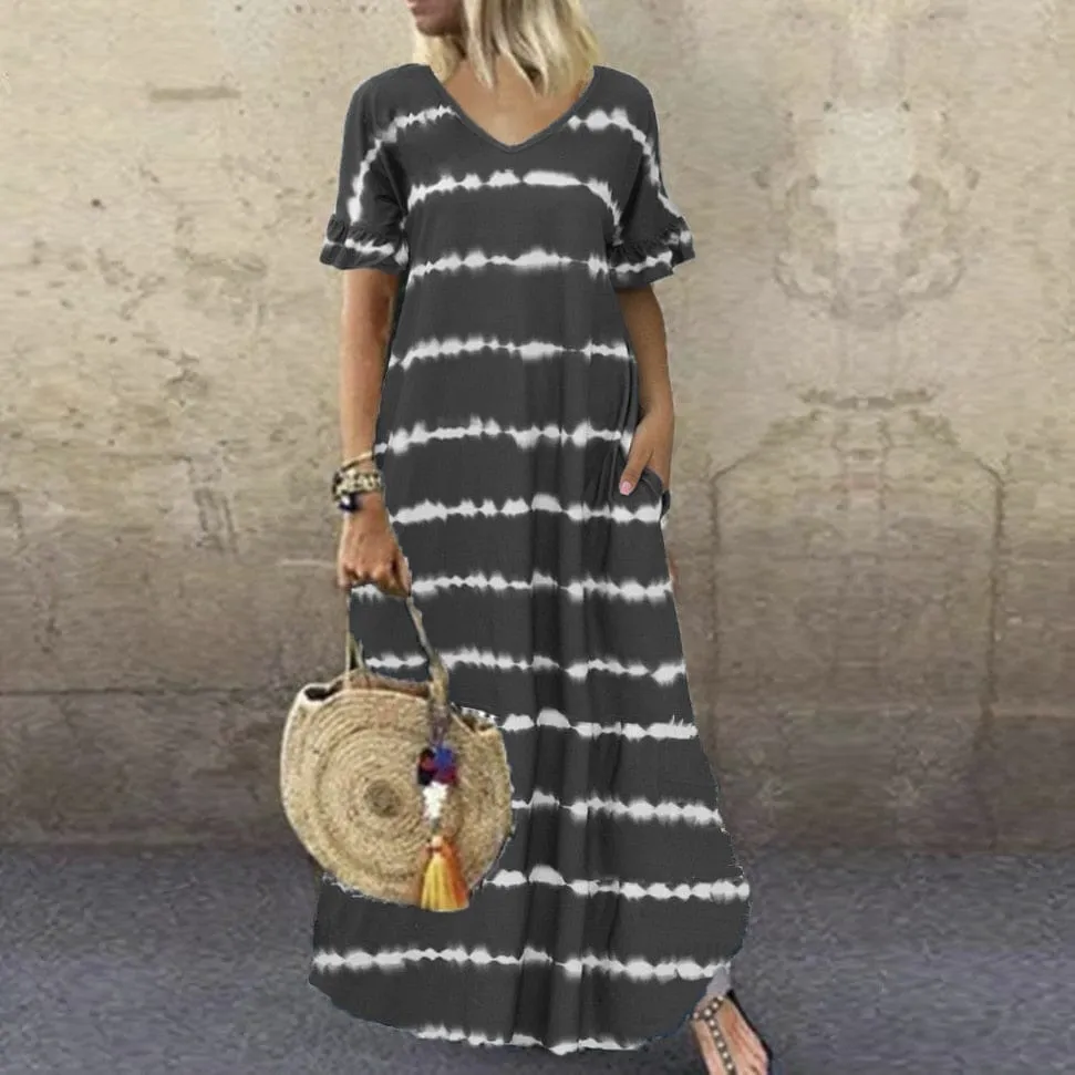 Ellia Tie-Dye Stripes Dress