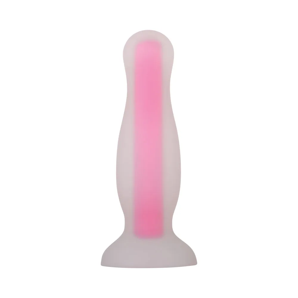 Evolved Luminous Glow in the Dark Dual Density Silicone Anal Plug Clear/Pink Small