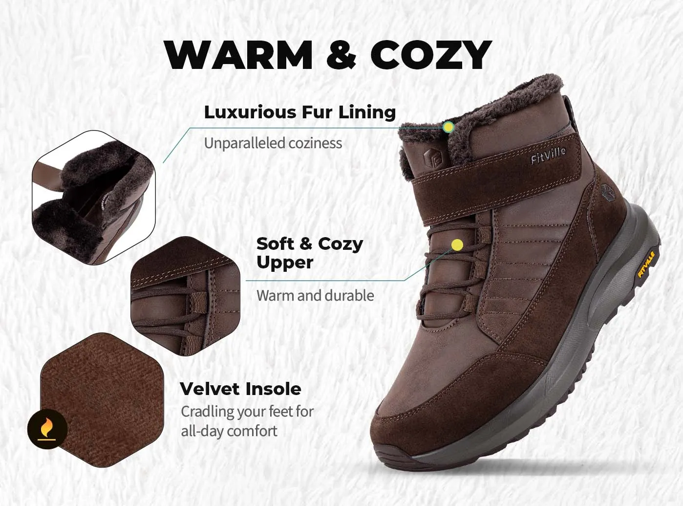 FitVille Men's CozyCore Winter Boots V8