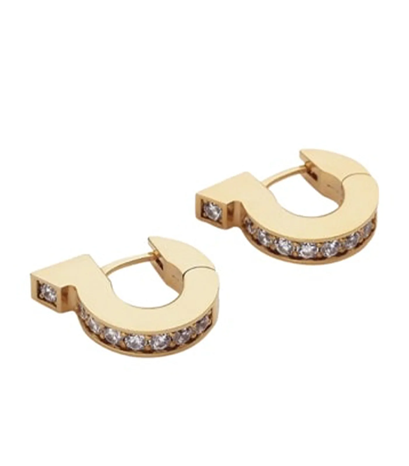 Gancini Earrings with Crystals Gold