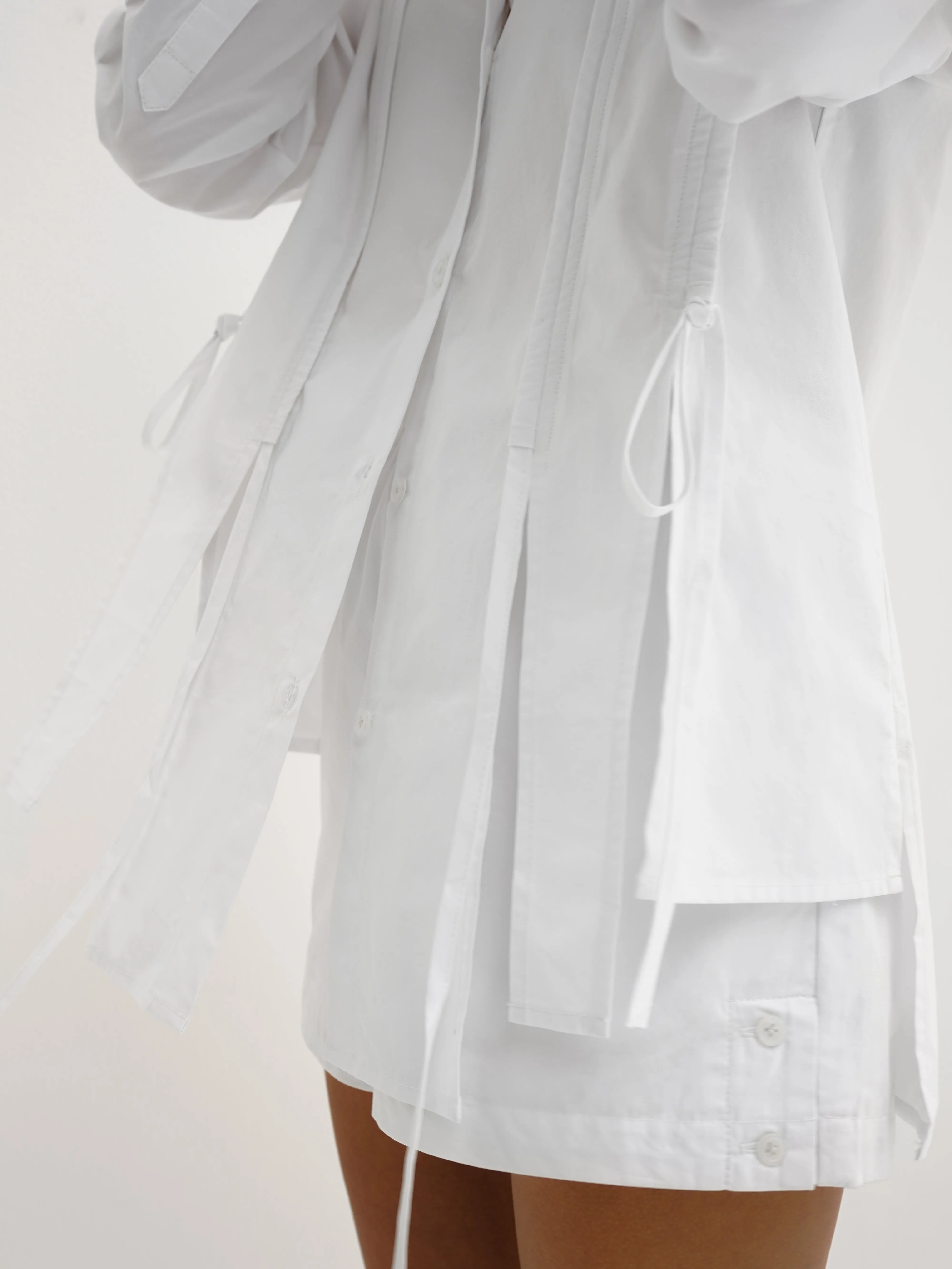 Hana Tie Detail Cotton Shirt | White