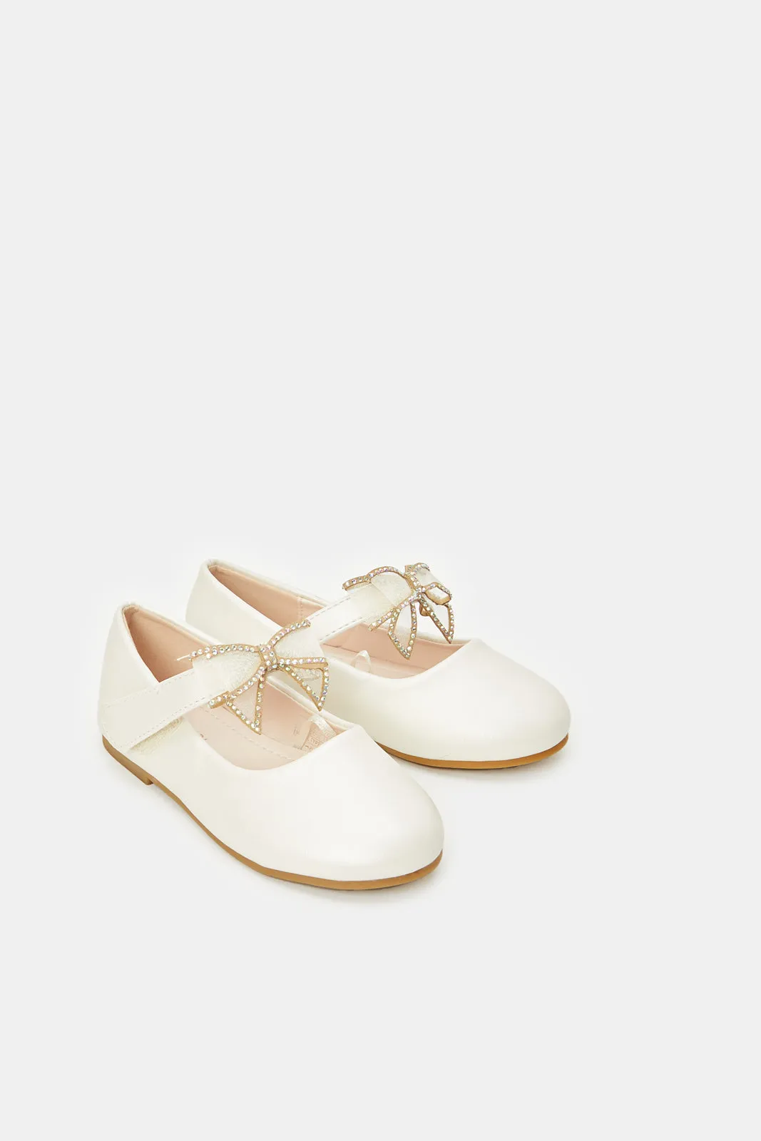 Infant Girls Cream Velcro Ballerina