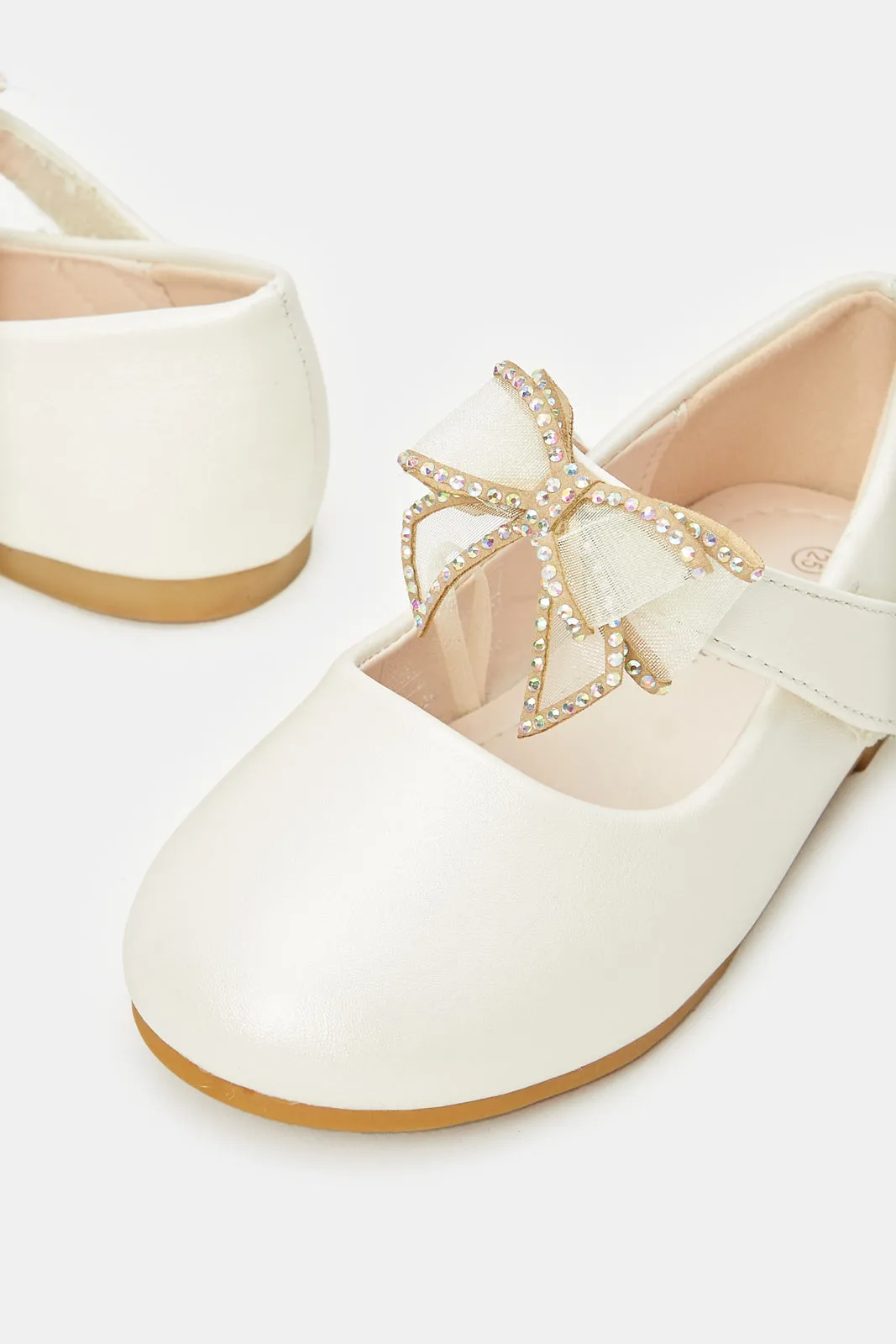 Infant Girls Cream Velcro Ballerina