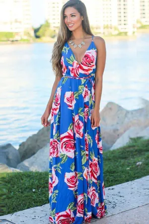 Joskaa Cross Back Boho Printed Maxi Beach Dress