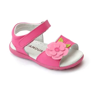 L'Amour Girls Leather Layered Flower Sandal