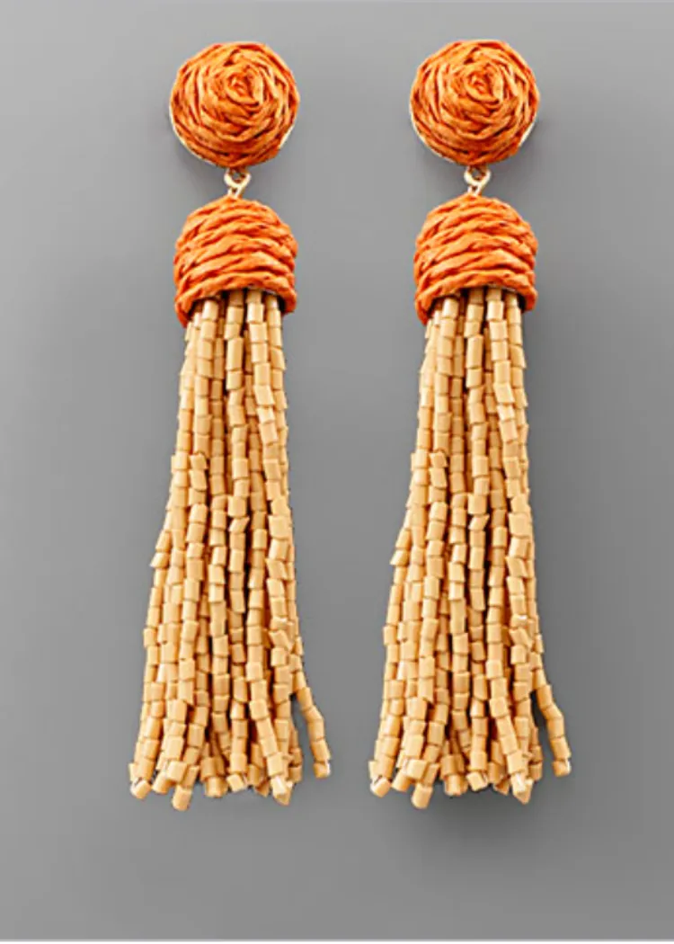 Loe Raffia Tassel Earrings