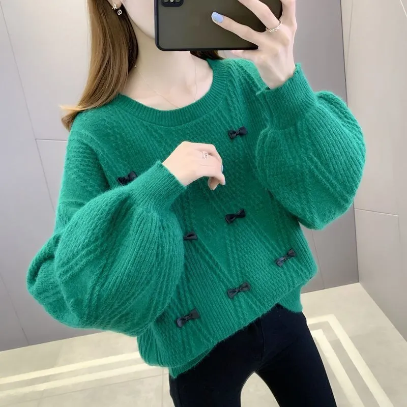 METAVERSMALL Winter explosion small foreign style bottoming sweater 2023 autumn and winter casual style pullover loose knitted sweater women